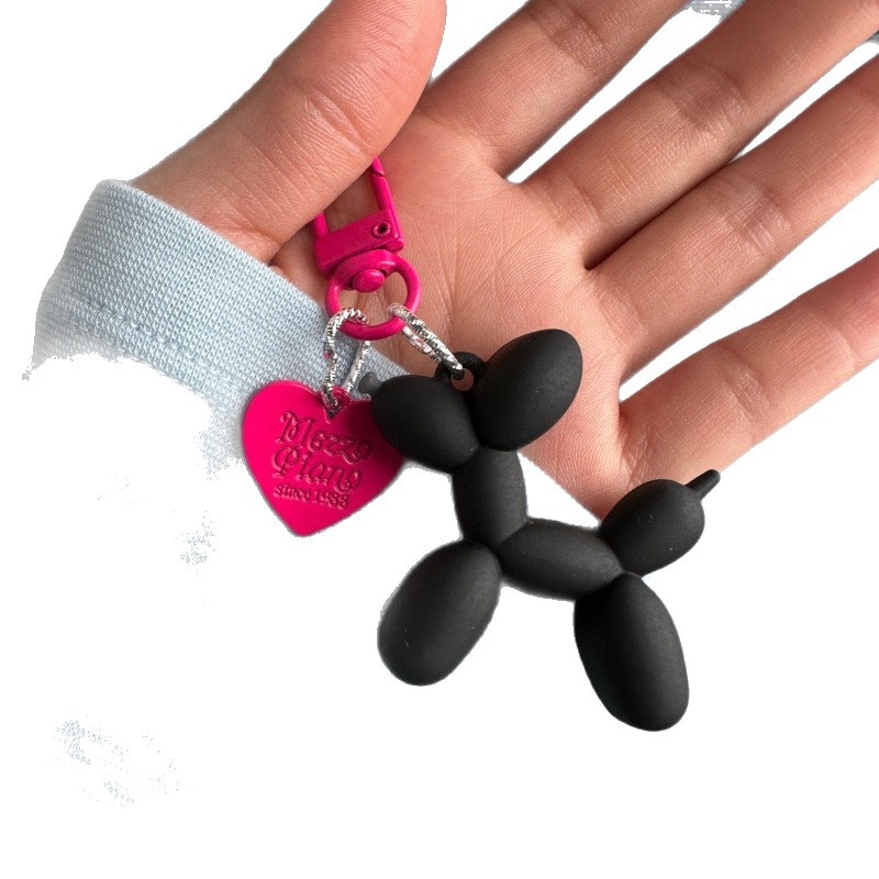 Picture of Dopamine Rose Red with Black Keychain Pendant Female Internet Celebrity High-End Niche Handmade Balloon Dog Bag Pendant Versatile