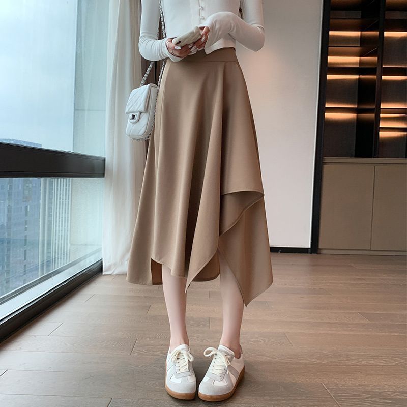 Irregular Design Skirt for Women, Spring Korean Style New Slimming Large Swing Skirt, Versatile Long Skirt, Exclusively for Cross-Border Supply