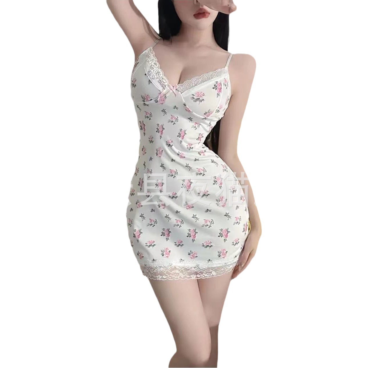 Sexy lingerie sexy pure floral suspender skirt plus size lace nightdress can go out bed teasing seductive pajamas