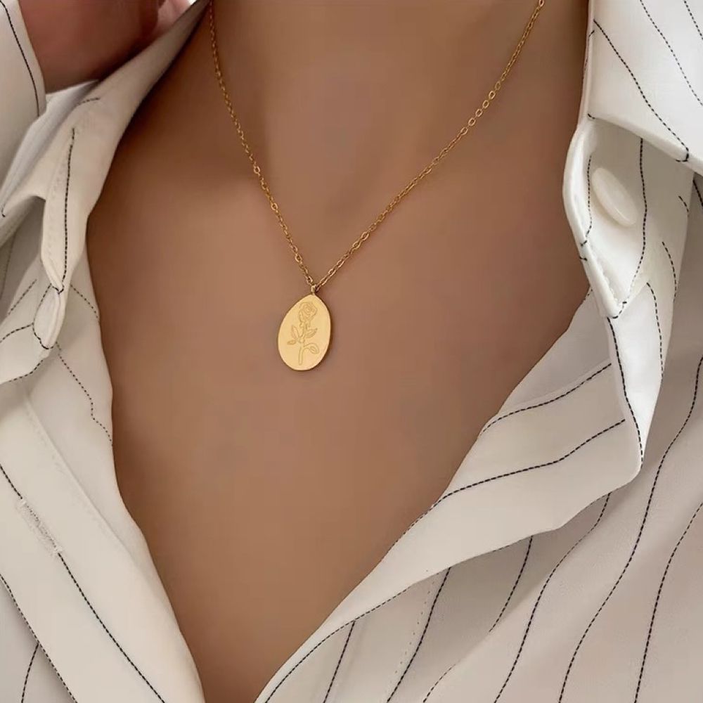 Desert Rose ins style retro commuter all-match gold coin necklace female European and American fashionable coin stacked clavicle chain