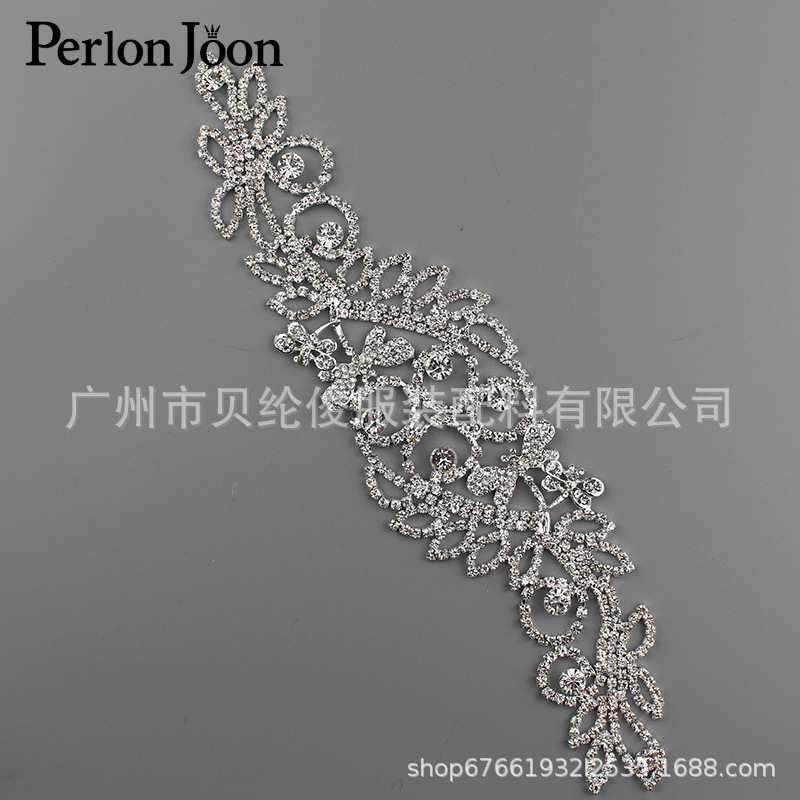 in stock Hot Sale Super Flash Long Flower Crystal Rhinestone Decal Sewing Bridal Tiara Wedding Dress Accessories