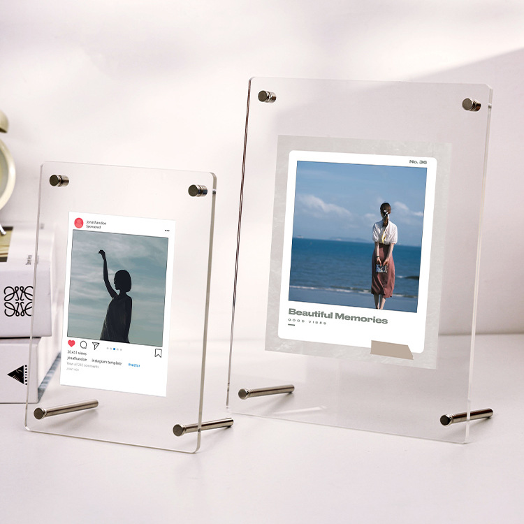Acrylic high-definition photo frame set Polaroid transparent photo frame 6 inch 8 inch crystal empty frame small card display stand