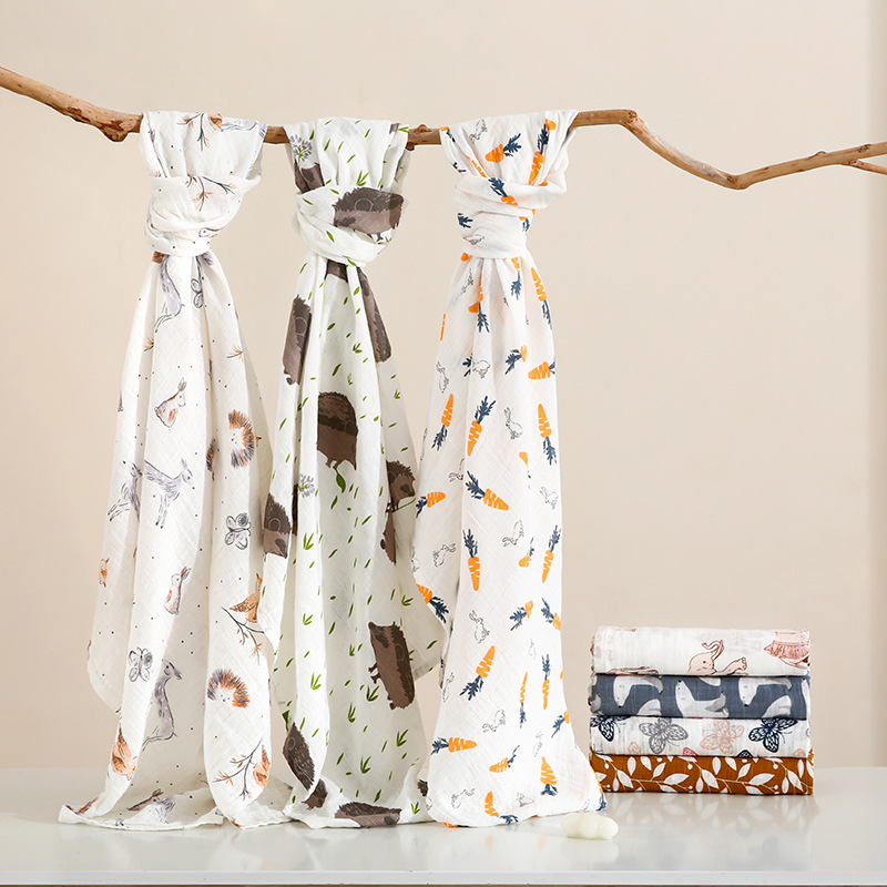 Picture of Double-Layer Bamboo Cotton Summer Gauze Quilt Baby Newborn Bath Towel Blanket Muslin Gauze Wrap