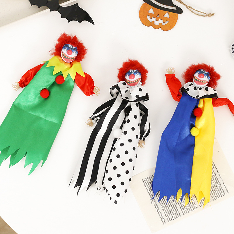 Cross-border in stock Halloween decorations Halloween horror clown doll pendant haunted house party layout props