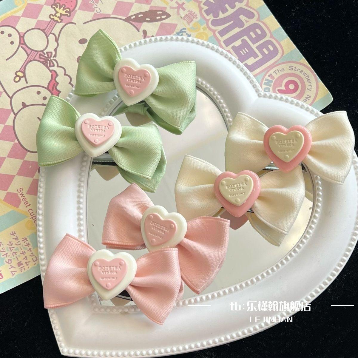 Mori cute bow hairpin lovely sweet girl duckbill clip ins fabric texture side clip hairpin headdress for women