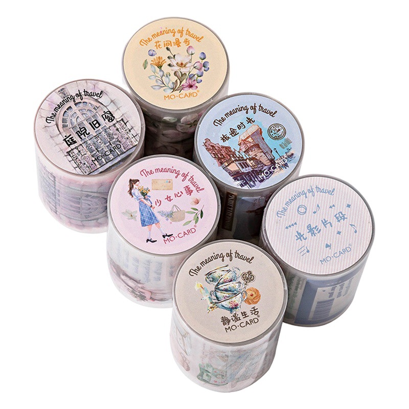 Momo matte PET tape travel meaning series border decoration window Journal material decorative stickers 6