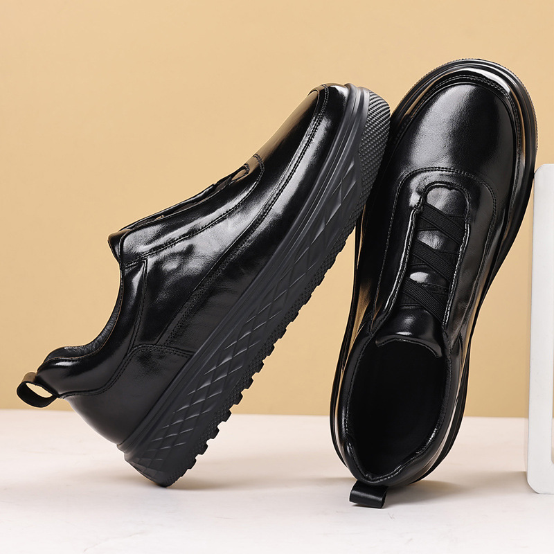 Men's popular board shoes, leather versatile men's shoes, high-end trendy shoes, one-foot slacker shoes, men's commuter casual shoes