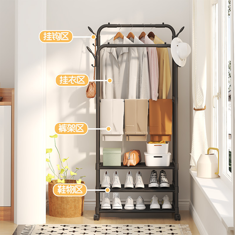 Picture of Southeast Asia's Best-Selling Simple Household Double-Pole Clothes Drying Rod with Elbow Clothes Rack Bedroom Dormitory Storage Clothes Rack