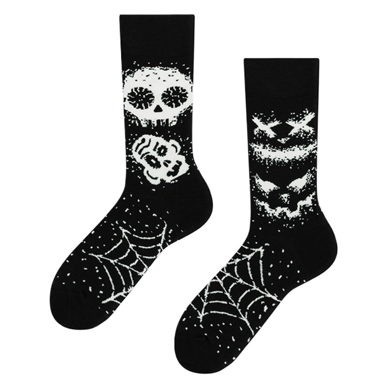 Cross-Border New Creative Ins Skull Ab Trendy Socks Asymmetrical Mandarin Duck Socks Cotton Street Mid-High Couple Socks