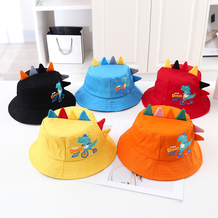 Ins Hat Children's Spring and Summer New Children's Cartoon Small Dinosaur Basin Hat Korean Baby Sunscreen Fisherman Hat
