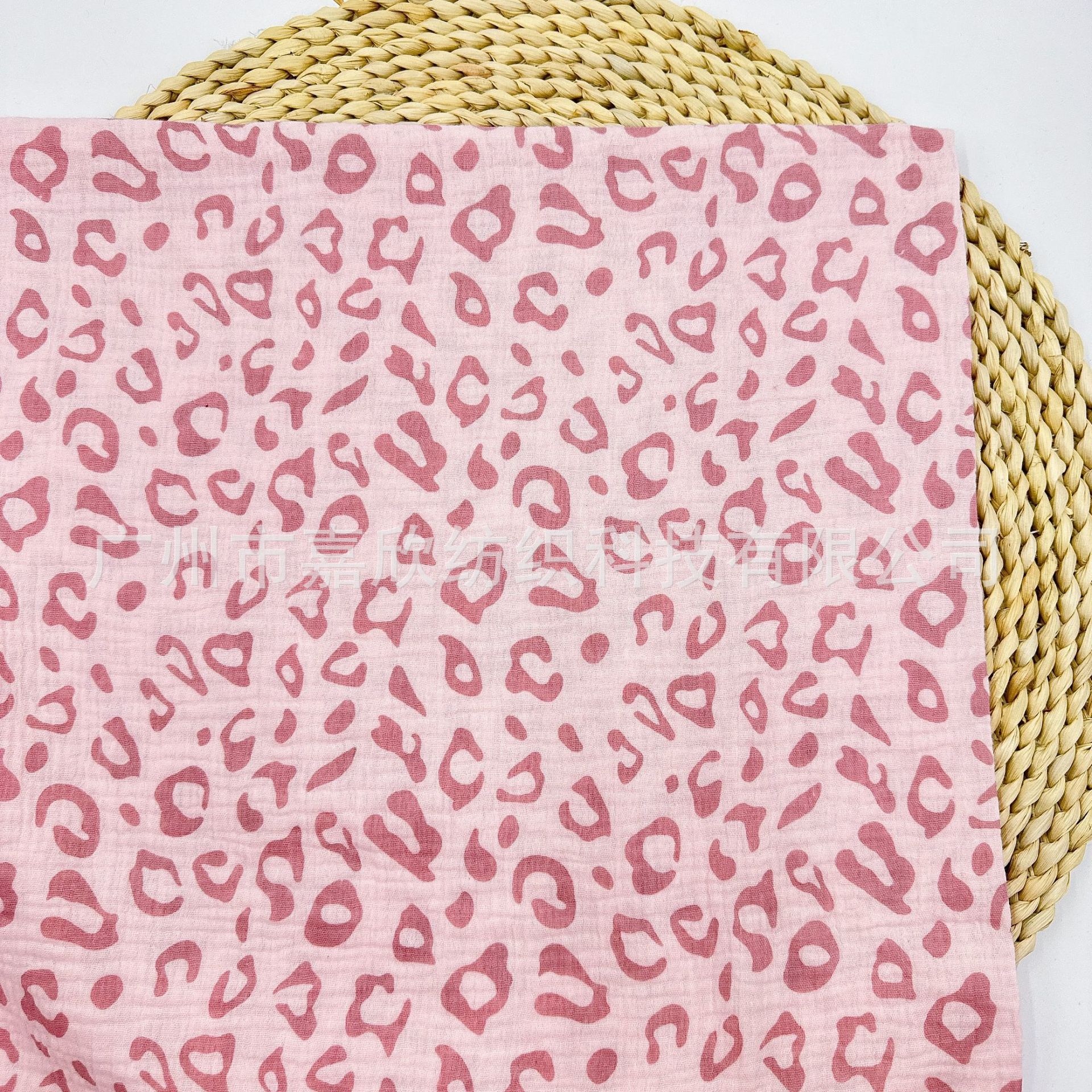 Pure cotton double-layer gauze, plain fine fabric, baby gauze, cartoon children's pajama fabric, leopard print print