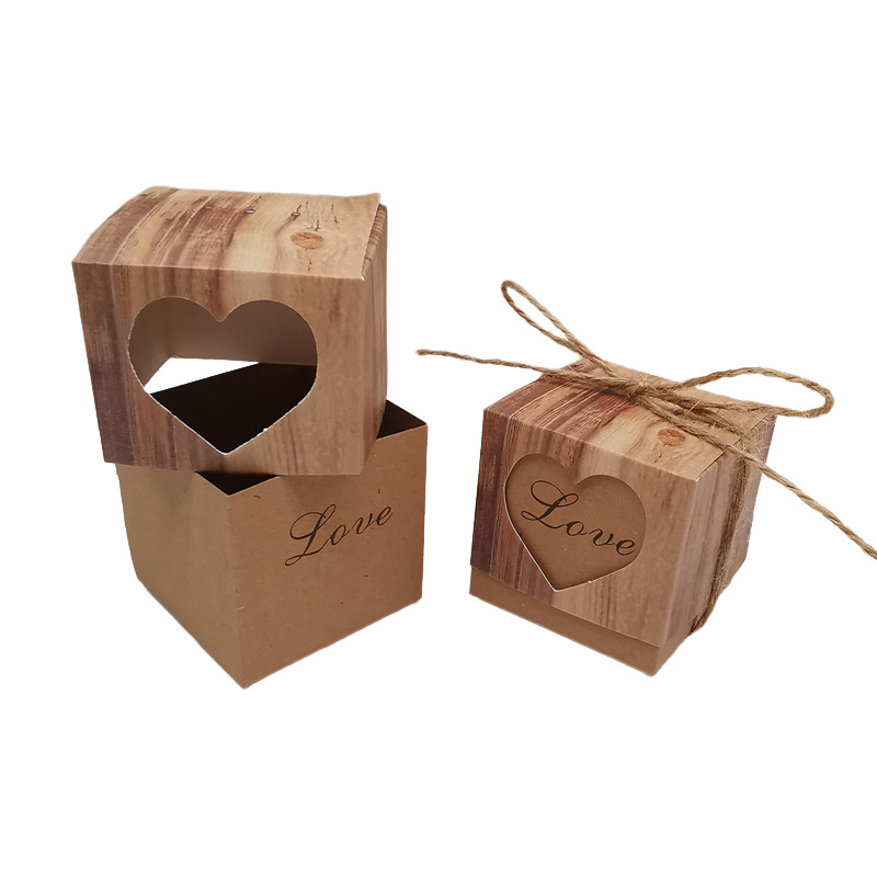 Picture of Kraft Paper Love Candy Box Packaging European Style Mori Retro LOVE Box Wedding Gift Accompanying Gift Box Promotion