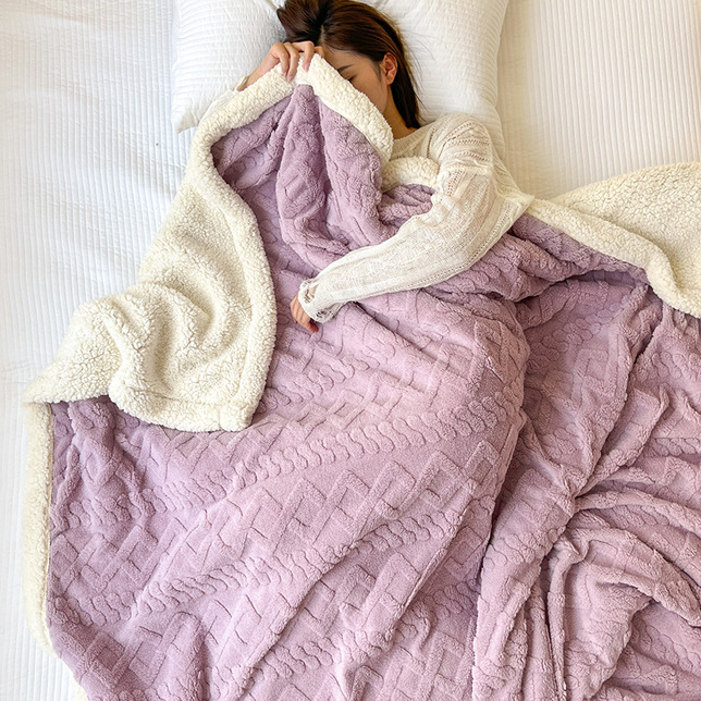 Picture of Thickened Coral Fleece Flannel Lamb Fleece Blanket Nap Sofa Blanket Office Shawl Air Conditioning Blanket