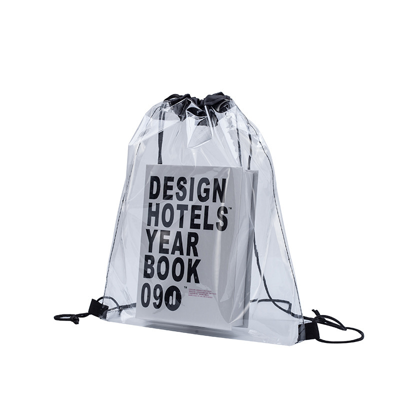 PVC Drawstring Pocket Transparent PVC Drawstring Bag Grab Doll Drawstring Storage Bag Gift Advertising Plastic Backpack