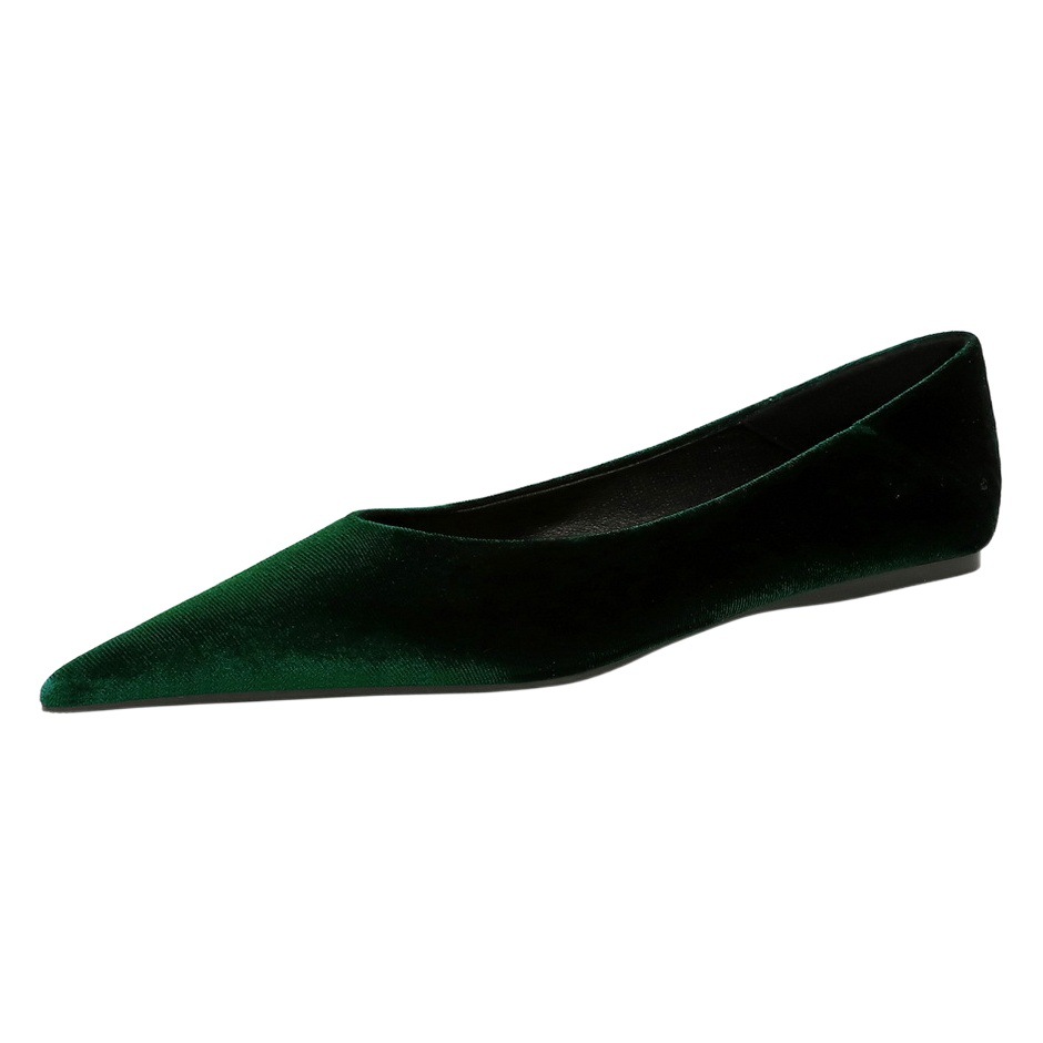 2873-7 Korean style fashionable spring and autumn women's shoes flat heel shoes thickened suede shallow mouth pointed-toe Xi Shi velvet flat heel single-layer shoes for women