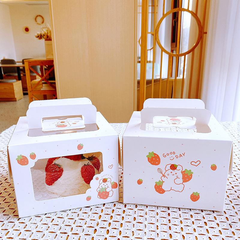 4/6 inch portable cartoon window cake box 4/6 inch high birthday cake box portable baking dessert box