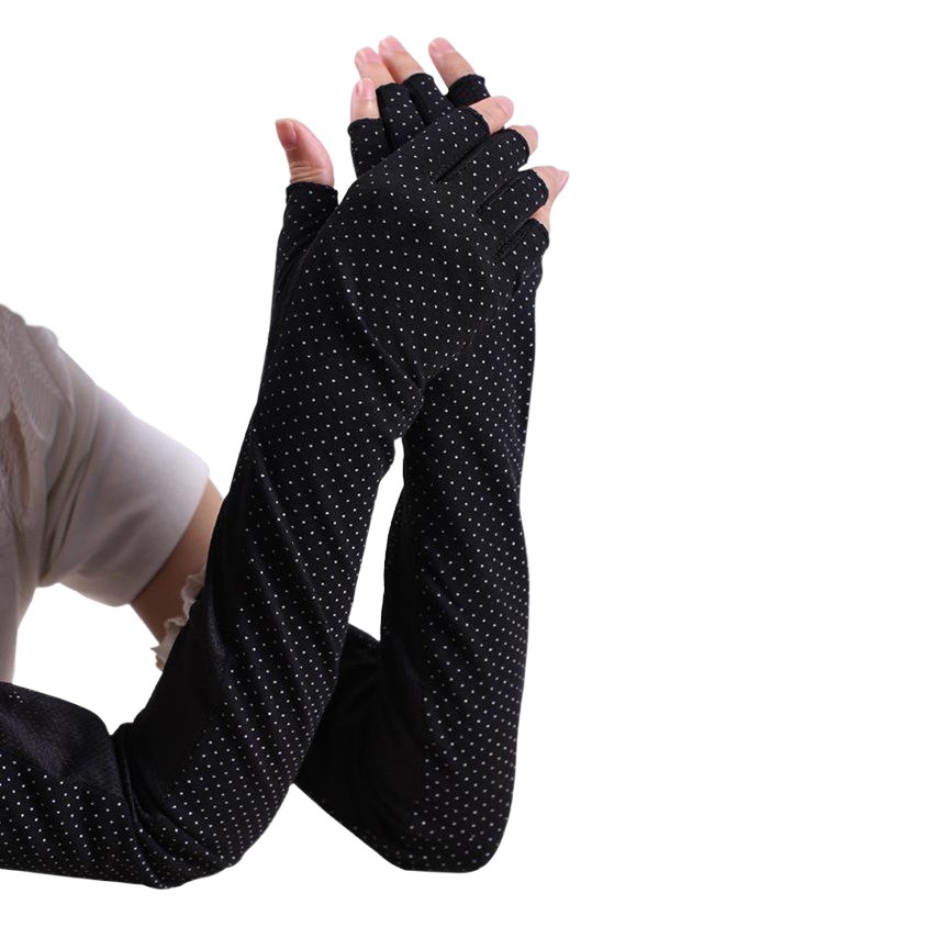 Summer Finger Sunscreen Gloves Women's Thin Gloves Long Women's Sleeve Ice Silk Breathable Pure Cotton Non-slip Driving Arm Cover