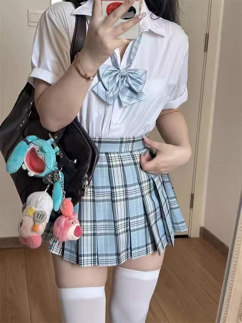 Picture of New JK Uniform suit Wholesale Pepper Plaid Skirt Campus College Plaid Pleated Skirt Sweet Half Skirt