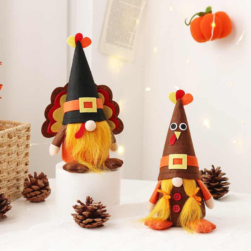 Picture of Halloween decorations cute wind turkey faceless old man doll ornaments Thanksgiving party doll ornaments