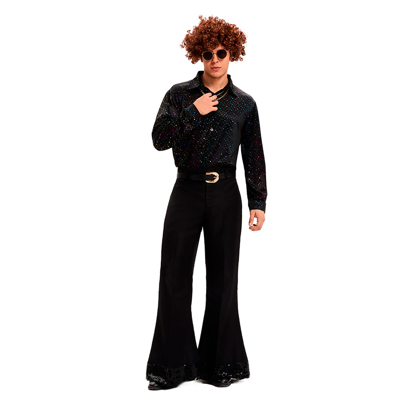 Foreign Trade Hot Sale Adult 70 s Men's Retro Disco Clothing Hippie Ball Stage Performance Clothing suit