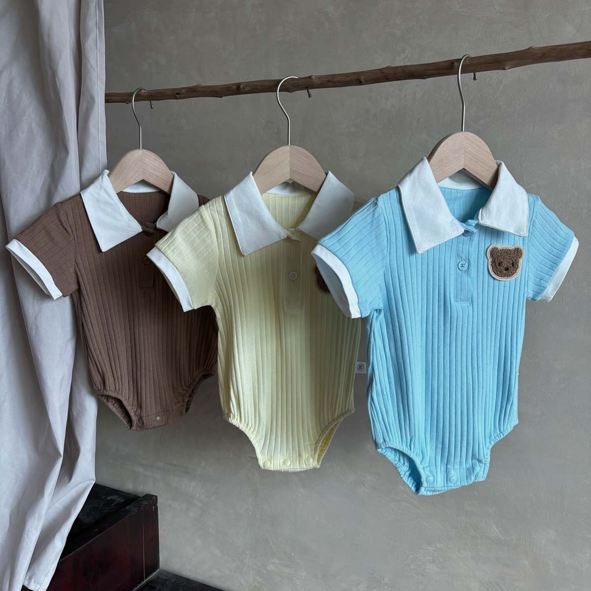 Baby's Summer Thin Bear Bag Fart Clothes for Boys and Babies Korean Style Lapel Pit Strip Cotton One-piece Climbing Clothes Children's New