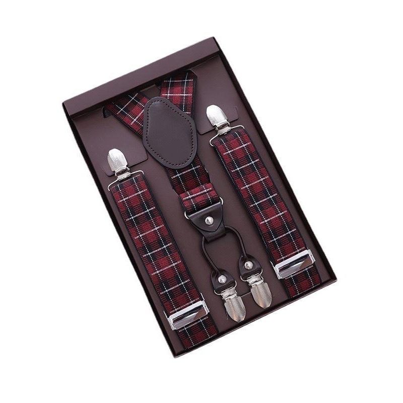 Picture of High elastic pants suspender clip men's activity suspender gift box school uniform four-clip suit pants adult suspender