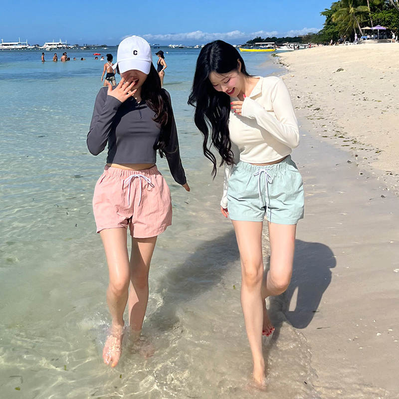 South Korea's Dongdaemun Fashion Swimsuit Women's 2025 Long-Sleeved Beach Vacation Split Boxer Conservative Casual Student Swimsuit