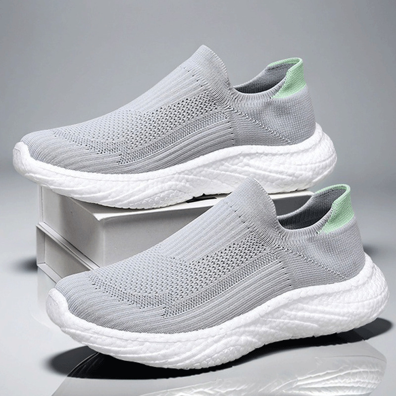 Shoes Men's 2025 Cross-border New Flying Weaving Casual Shoes Popcorn Lightweight Soft Sole Lazy Shoes Sports Running Shoes
