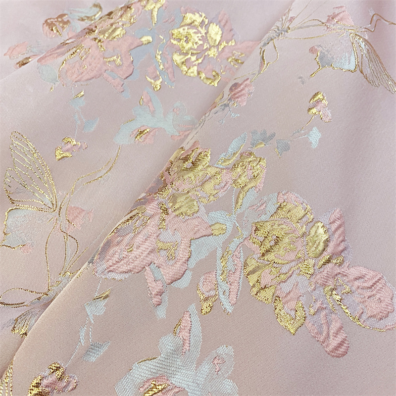 Picture of New Chinese Fabric Woven Gold Imitation Song Brocade Hanfu Gold Silk Butterfly Clothing Fabric Vest Top Dark Pattern Jacquard Tang Suit