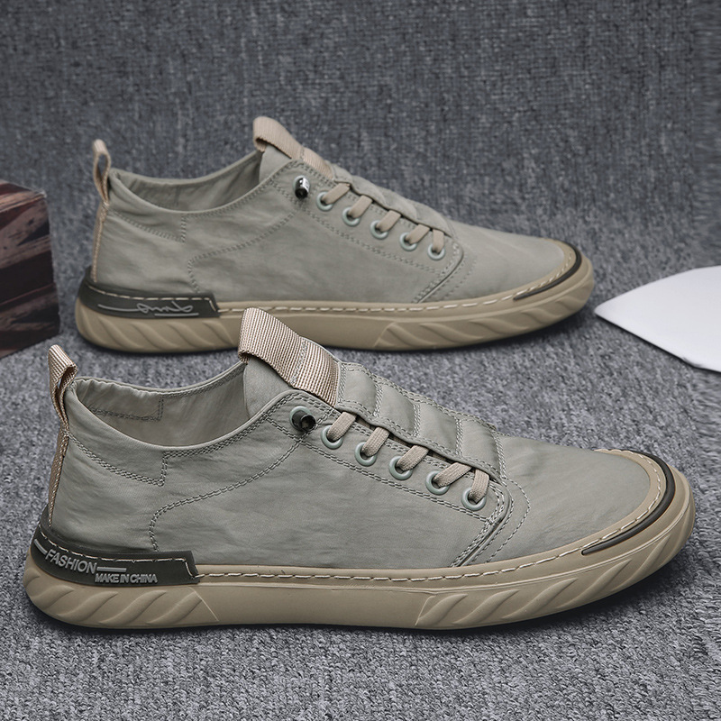 Picture of 2025 Spring New Lace-Up Sneakers Korean Style Student Trendy Shoes Umbrella Cloth Low-Top Sports Shoes Fashion Casual Men's Shoes