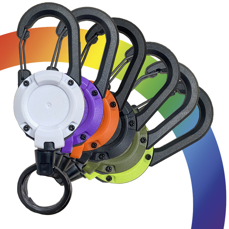 Picture of Backpack tactical U-shaped easy-pull buckle keychain retractable simple black outdoor portable steel wire four-color spring buckle