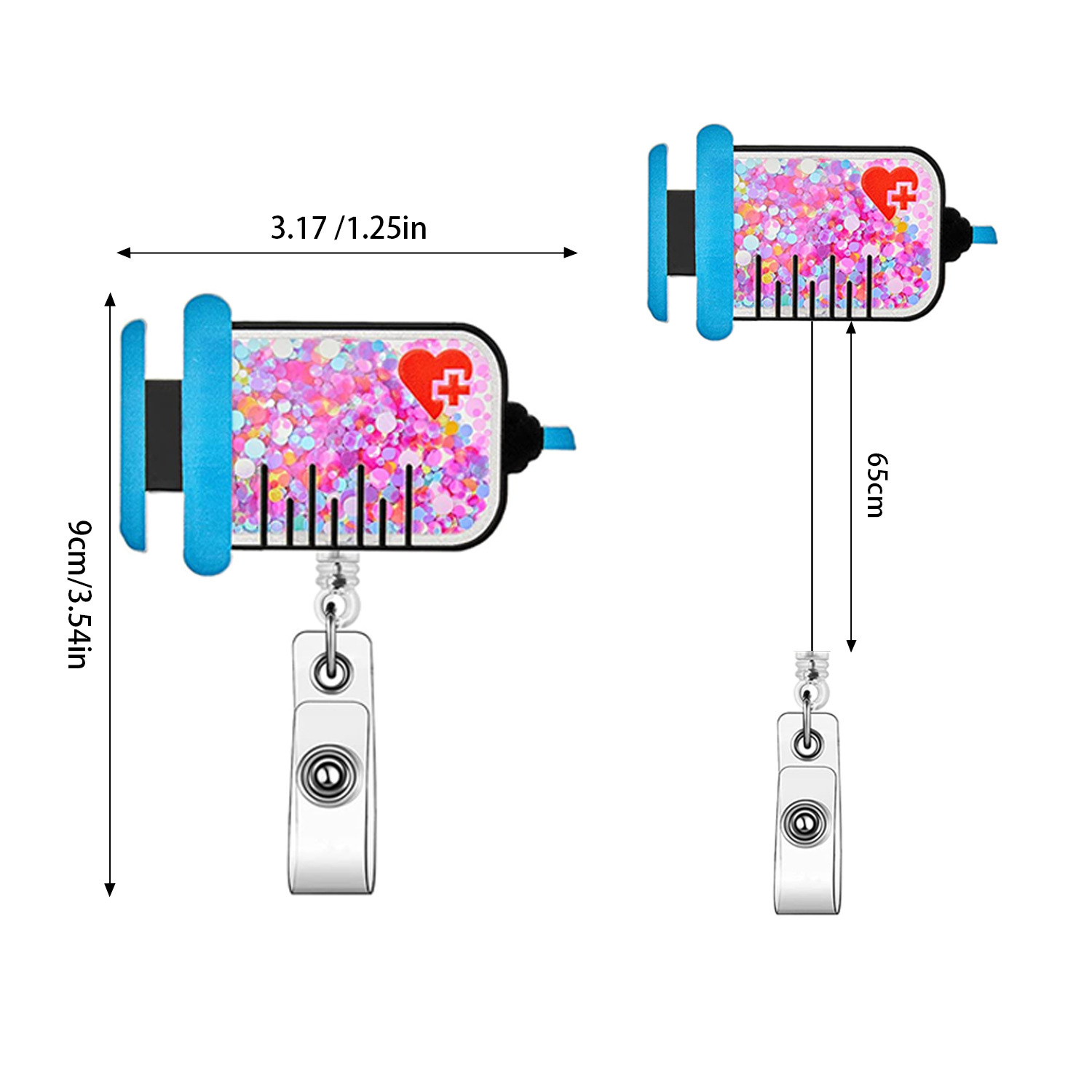 Picture of quicksand needle clothes love easy pull-up buckle rotating ID buckle Doctor Nurse retractable badge reel