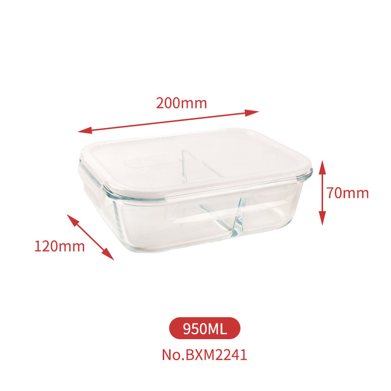 Picture of High Boron Glass Lunch Box Accompanying Gift Heating Bowl Microwave Oven Refrigerator Fresh-keeping Box Office worker Lunch Box with Meal Lunch Box