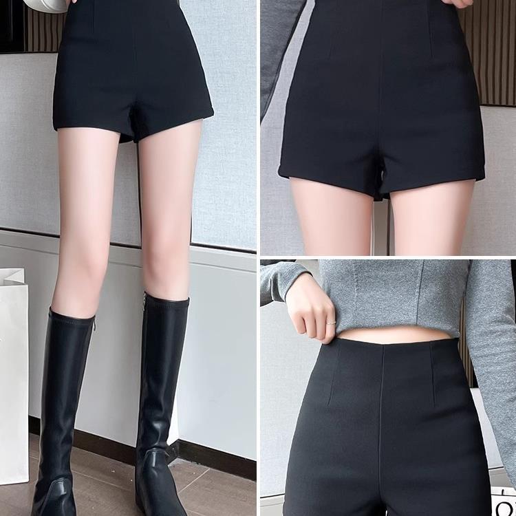 Black High Waist Suit Shorts Women's Spring and Autumn New Casual Sports Pants Small Slim American Style Elastic Hot Pants