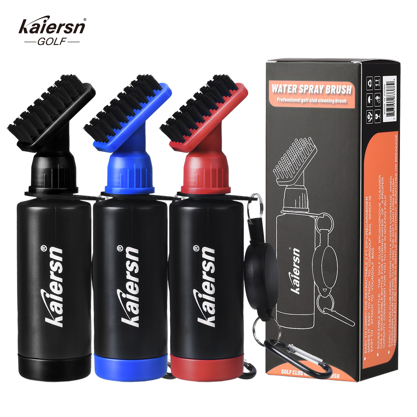 Kaiersn Golf Club Water Spray Brush Squeeze Ball Head Cleaning Brush Easy Pull Buckle Convenient to Use Water Bottle Brush