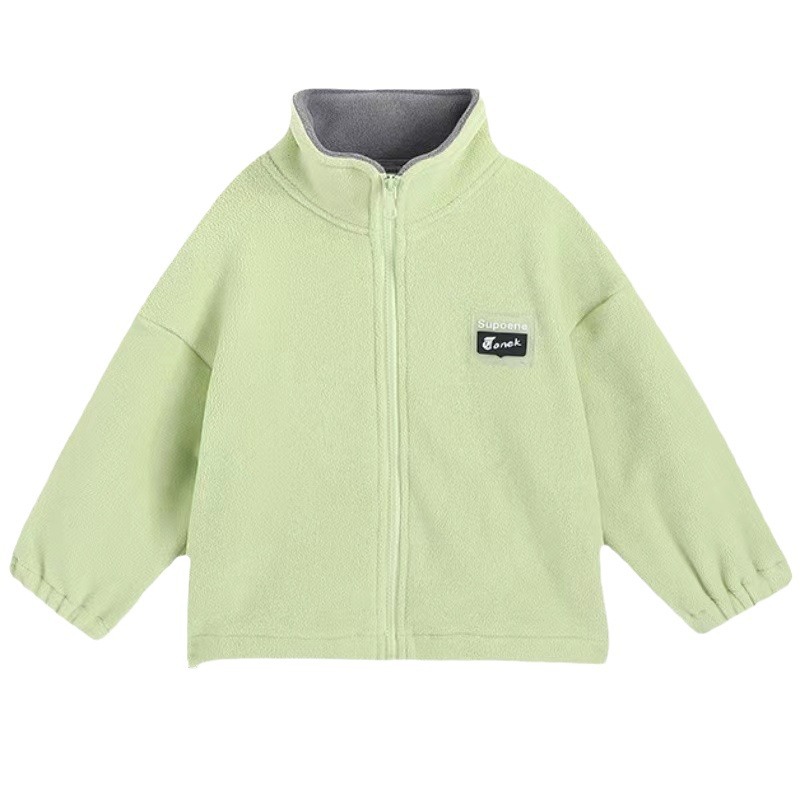 Picture of Girls' Korean-style cardigan top 2024 autumn and winter new children's western style letter stand collar all-match velvet coat fashion
