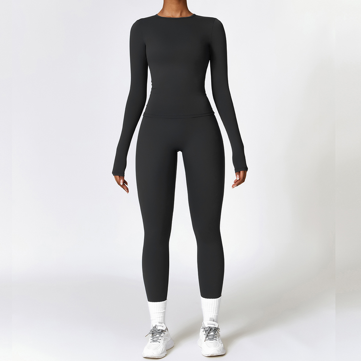 Picture of Zechuang European and American tight brushed yoga suit quick-drying workout clothes winter outdoor running sports suit female 8519