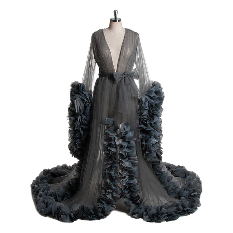 Foreign trade hot-selling mesh bridal morning gown pregnant women's tail dress three-dimensional cut double cardigan unlimited figure stage dress