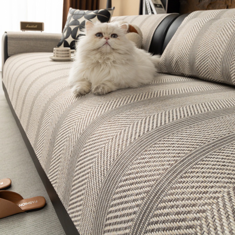 Japanese-style imitation cotton and linen sofa cushion for all seasons universal linen simple sofa cushion fixed non-slip cover cloth towel