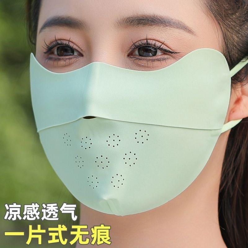 Picture of Sunscreen Mask Women's Anti-ultraviolet Summer Black Sunshade Full Face Mask Ice Silk Thin Breathable Eye Corner Stereo