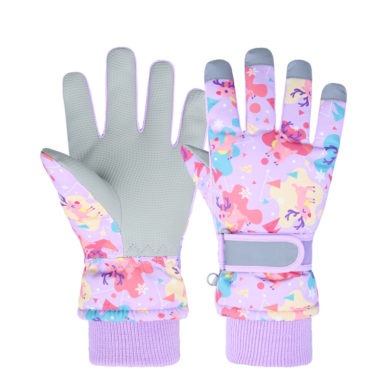 Picture of Children's ski gloves winter children cycling non-slip wear-resistant fleece-lined warm gloves windproof waterproof reflective gloves