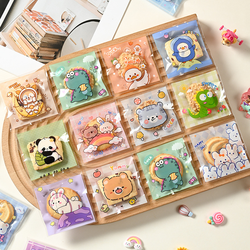 Transparent cartoon snowflake crisp packaging bag nougat self-adhesive self-sealing bag baking biscuit bag candy bag pastry bag