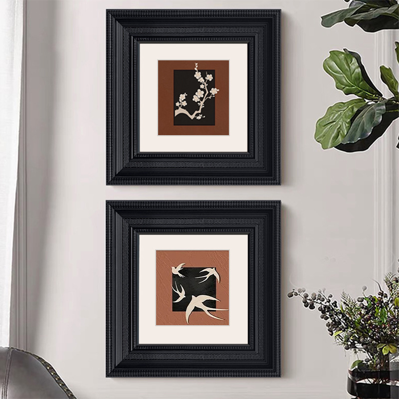 Oil painting frame empty frame custom high sense square mounted outer frame wall a4 display frame retro black photo frame table