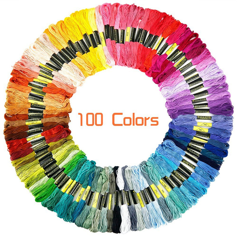 Picture of 100 color cross stitch thread embroidery thread manual DIY cross stitch thread woven color cotton thread spot wholesale