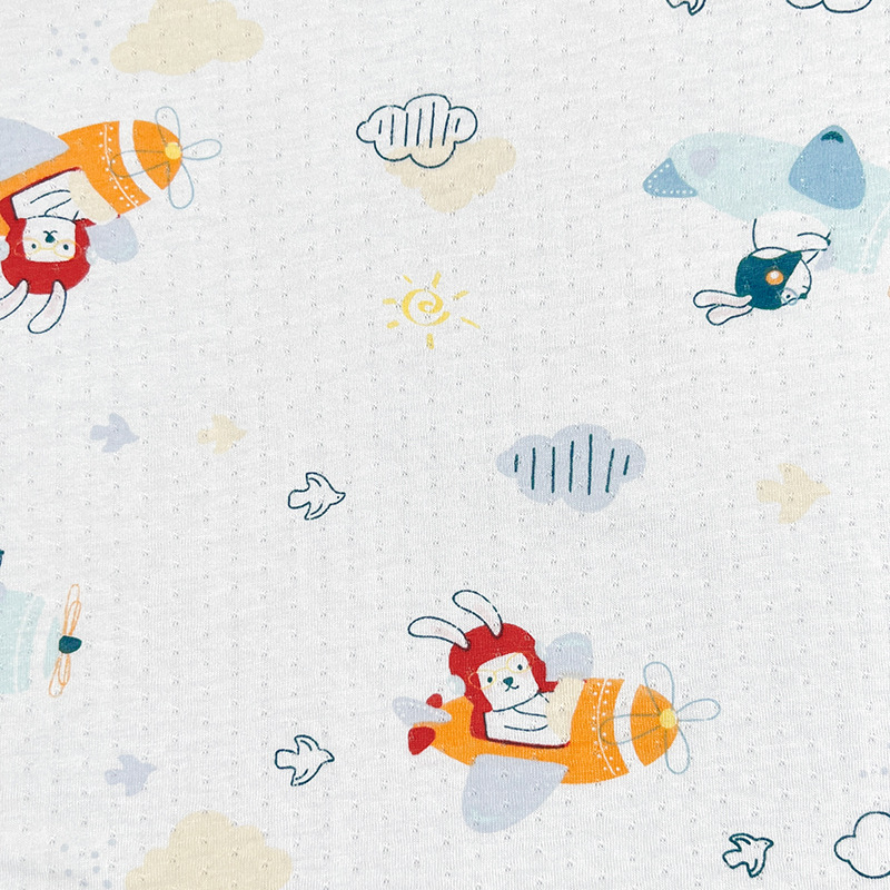 Picture of Cool Bamboo Fiber Fabric Jacquard Idea Fabric Cartoon Printed Baby Sweatshirt Short Sleeve Anti-mosquito Pants T-shirt Fabric