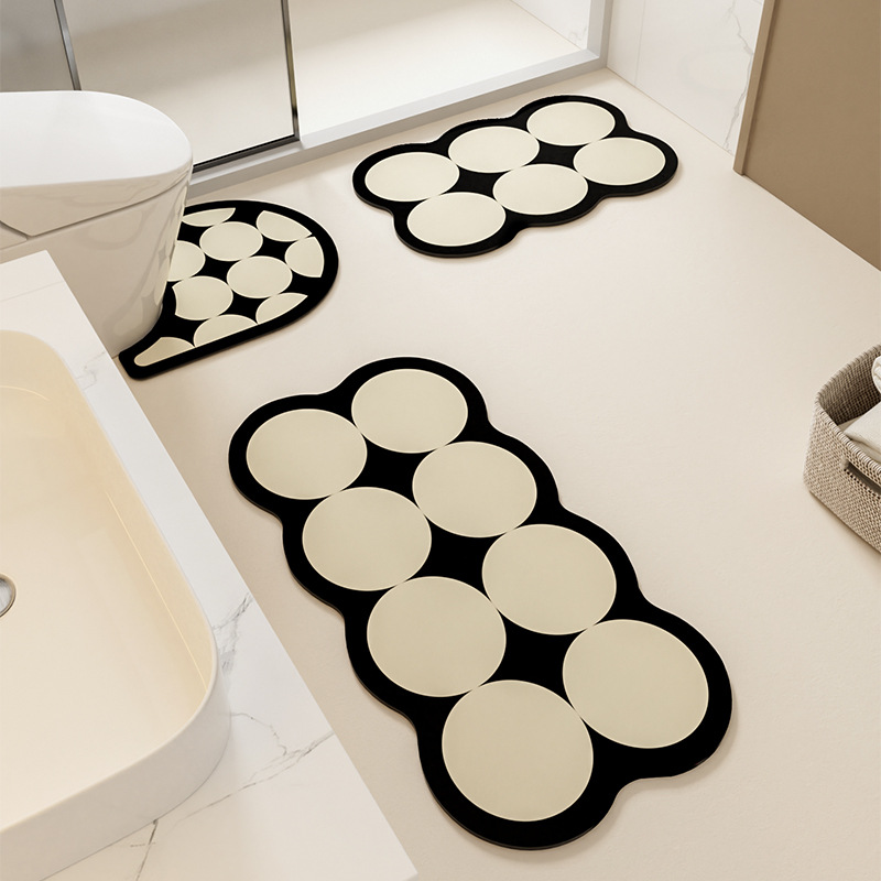 Bathroom Absorbent Soft Diatomaceous Earth Floor Mat, Non-Slip Foot Mat for Toilet, Washbasin, and Sink, Super Absorbent