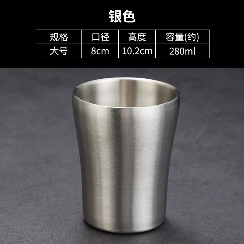 Picture of Korean 304 stainless steel double-layer water cup barbecue restaurant golden beer cup household anti-scald heat insulation cup small waist