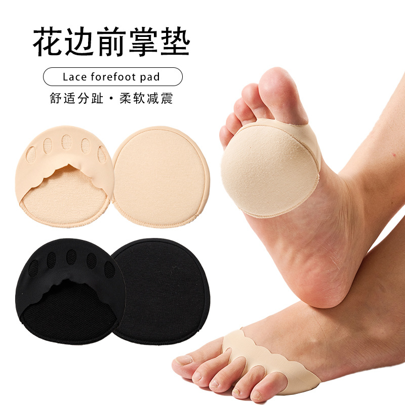 New five-toe sponge forefoot socks half padded women's forefoot wavy lace sweat-wicking breathable high heels pain-proof forefoot