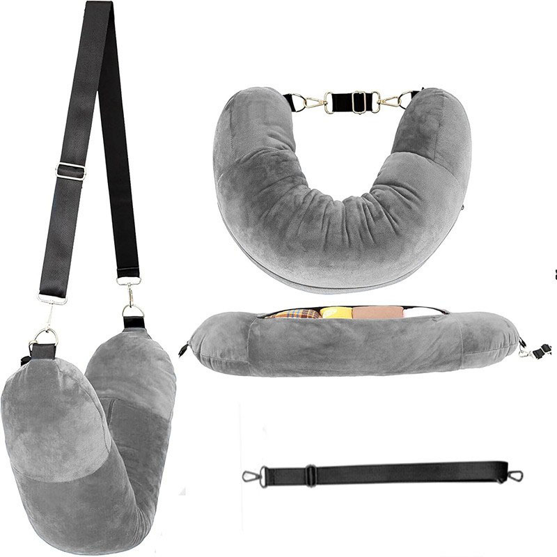 Picture of Portable Low-Cost Airline Artifact U-Shaped Pillowcase Storage Travel Bag Can Be Filled with Clothes and Luggage Without Core Aircraft Neck Pillow