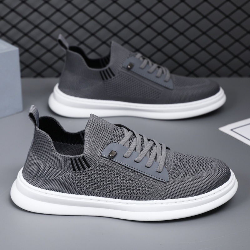 Men's Summer Breathable Thin Fly-Knit Mesh Shoes, Black Versatile Work Casual Style Sports Sneakers